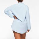Cotton Poplin Sleep Button Up Dress | Glacier