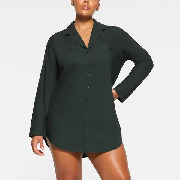 Cotton Poplin Sleep Button Up Dress | Pine Logo
