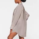Cotton Poplin Sleep Button Up Dress | Silver