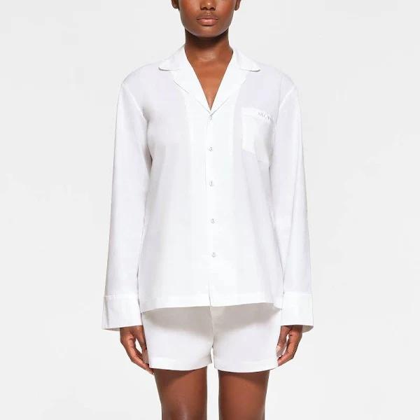 Cotton Poplin Sleep Button Up Shirt | Snow Logo