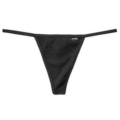 Cotton V-String Panty, Black, S - Women's Panties - Pink