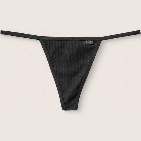 Cotton V-String Panty, Black, XL - Women's Panties - Pink