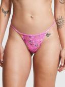 Cotton V-String Panty, Floral, S - Women's Panties - Pink