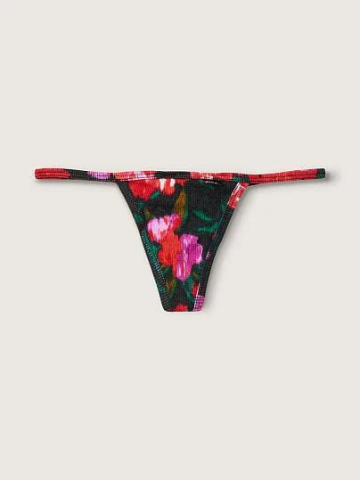 Cotton V-String Panty, Floral, Xxs - Women's Panties - Pink