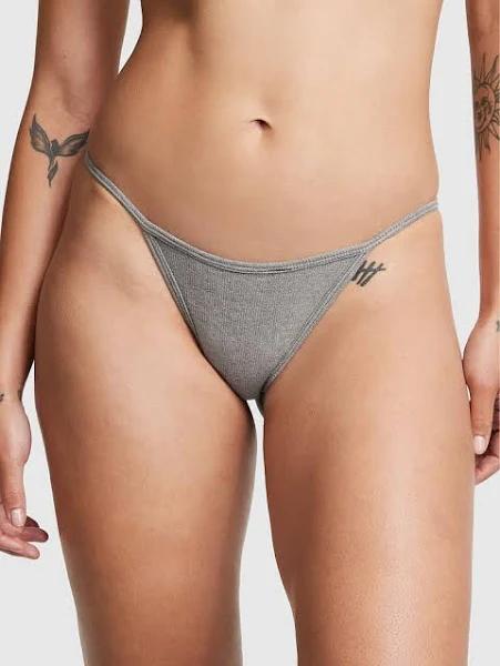Cotton V-String Panty, Grey, XXL - Women's Panties - Pink