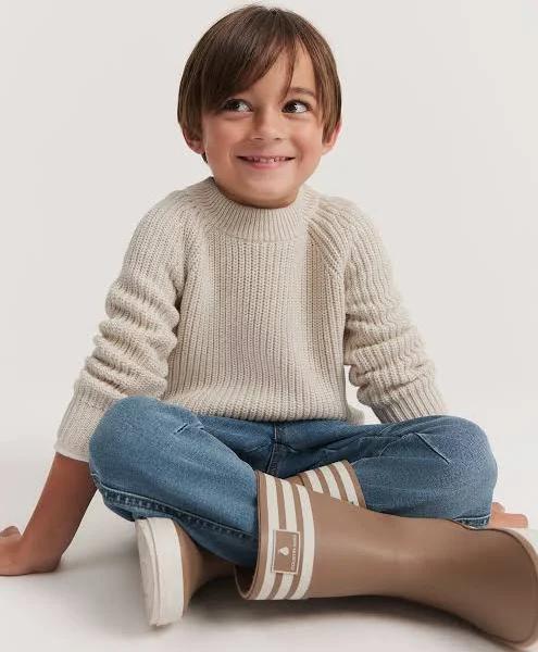 Country Road Australian Cotton Fisherman Knit 4 Oatmeal Marle AU420317