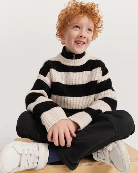 Country Road Boys Stripe Knit Top Black in Size 4