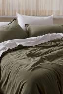 Country Road Brae Australian Queen Quilt Cover Olive | 100% Cotton