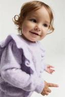 Country Road Girls Pointelle Frill Knit Top Lilac Marle in Size 12-18 Months