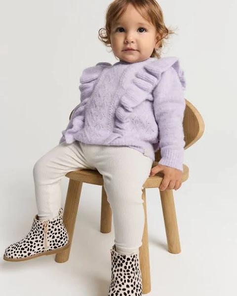 Country Road Girls Pointelle Frill Knit Top Lilac Marle in Size 12-18 Months