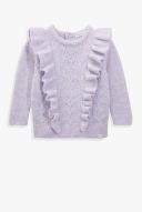 Country Road Girls Pointelle Frill Knit Top Lilac Marle in Size 3-6 Months