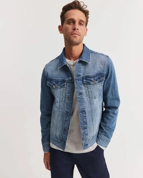 Country Road Men's Light Wash Jacket Denim in Size Large