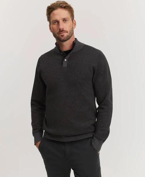 Country Road Men's Mock Neck Knit Top Charcoal Grey in Size XL