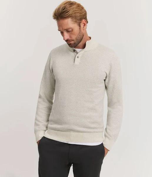 Country Road Men's Mock Neck Knit Top Cream in Size XS