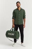 Country Road Men's Regular Fit Organically Grown Shirt Eden Green in Size Medium | 100% Linen