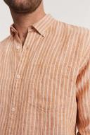 Country Road Men's Regular Fit Organically Grown Stripe Shirt Ginger in Size Small | 100% Organic Linen