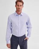Country Road Men's Regular Fit Textured Travel Shirt Pale Blue in Size 46/2XL | 100% Cotton