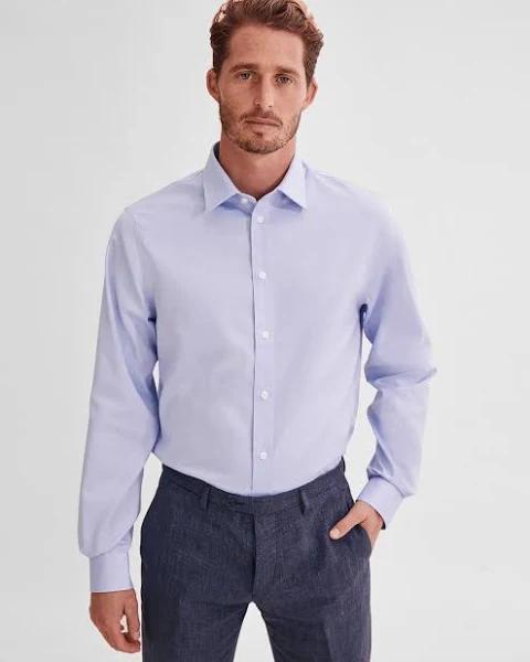Country Road Men's Regular Fit Textured Travel Shirt Pale Blue in Size 46/2XL | 100% Cotton