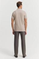Country Road Men's Slim Stretch Tipped Polo Top Taupe Melange in Size XS
