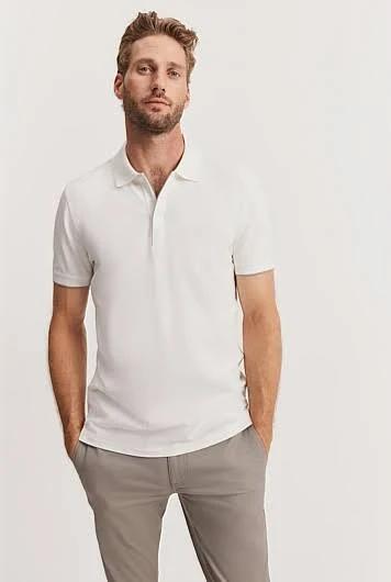 Country Road Men's Slim Stretch Tipped Polo Top White in Size XS