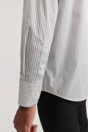Country Road Men's Tailored Fit Super Fine Stripe Shirt Charcoal Grey in Size Medium | 100% Cotton