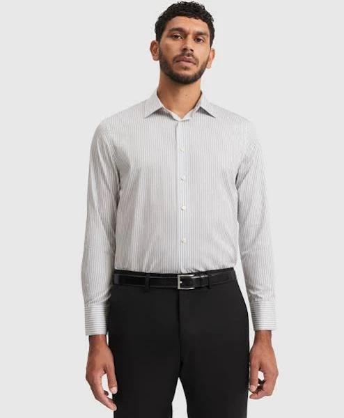 Country Road Men's Tailored Fit Super Fine Stripe Shirt Charcoal Grey in Size Medium | 100% Cotton