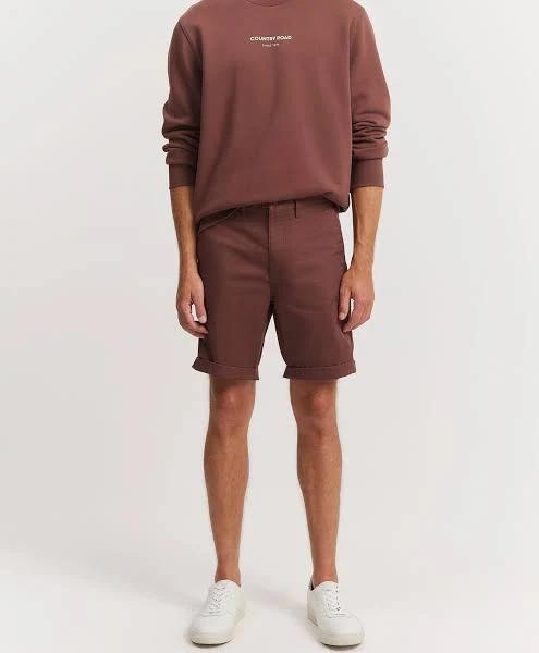 Country Road Men's Verified Australian Cotton Stretch Chino Short Rust Red in Size 34