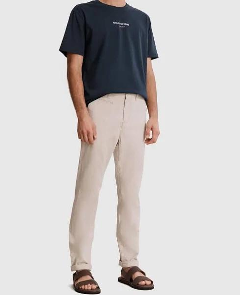 Country Road Men's Verified Australian Cotton Tapered Fit Stretch Chino Pants Sandstone in Size 30