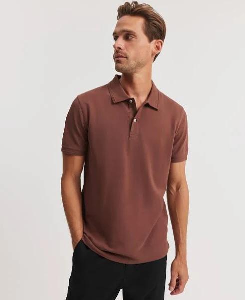 Country Road Men's Verified Australian Pique Polo Top Rust Red in Size Small | 100% Cotton