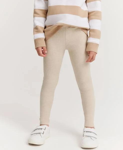 Country Road Organically Grown Cotton Blend Solid Rib Legging 8 Oatmeal Marle AU585307
