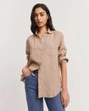 Country Road Organically Grown Linen Shirt 10 Dark Camel AU446213