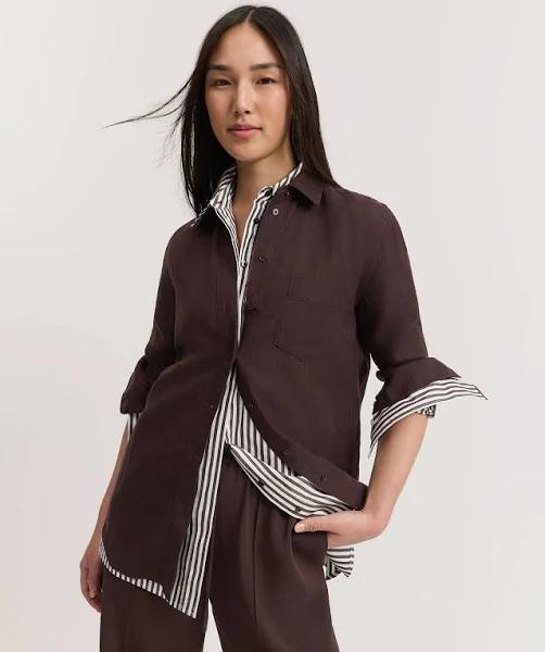 Country Road Organically Grown Linen Shirt 4 Chocolate AU548102