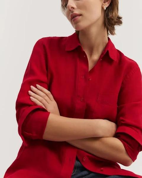 Country Road Organically Grown Linen Shirt 4 Ruby AU548214