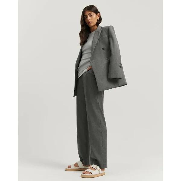 Charcoal Double Waistband Peached Tailored Pants