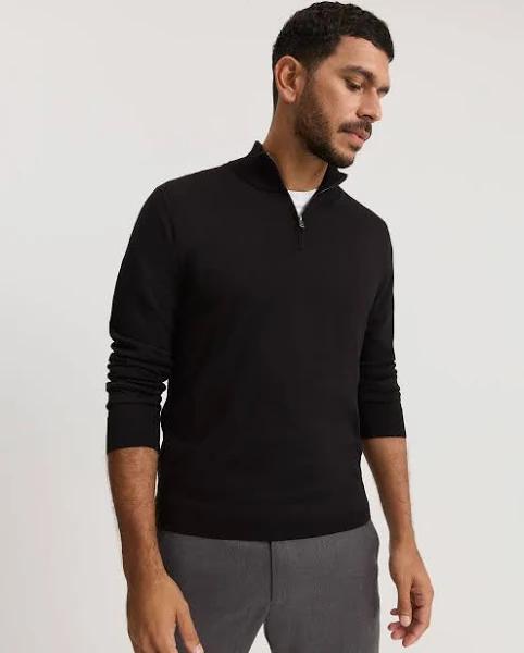 Country Road Verified Australian Merino Half Zip Knit XL Black AU511994