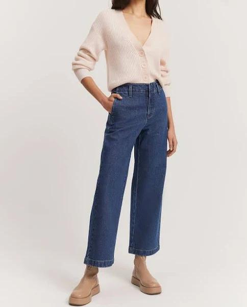 Country Road Women's Australian Cotton Wide Leg Jean Dark Indigo in Size 12