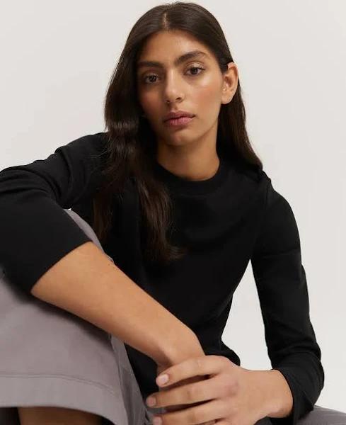 Country Road Women's Australian Slim Fit Long Sleeve Top Black in Size XL | 100% Cotton