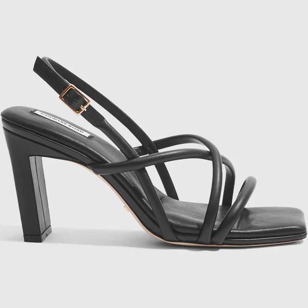 Country Road Women's Erica Heel Sandal Black in Size 39 | 100% Leather