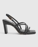 Country Road Women's Erica Heel Sandal Black in Size 41 | 100% Leather