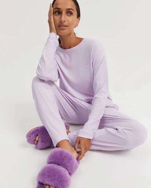 Country Road Women's Luxe Rib Pyjama Jogger Violet Tint in Size XL