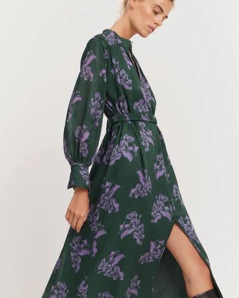 Country Road Women's Print Gathered Midi Dress Winter Floral Print in Size 16