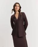 Country Road Women's Twist Cut-Out Blouse Chocolate in Size 4