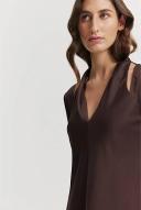 Country Road Women's Twist Cut-Out Blouse Chocolate in Size 4