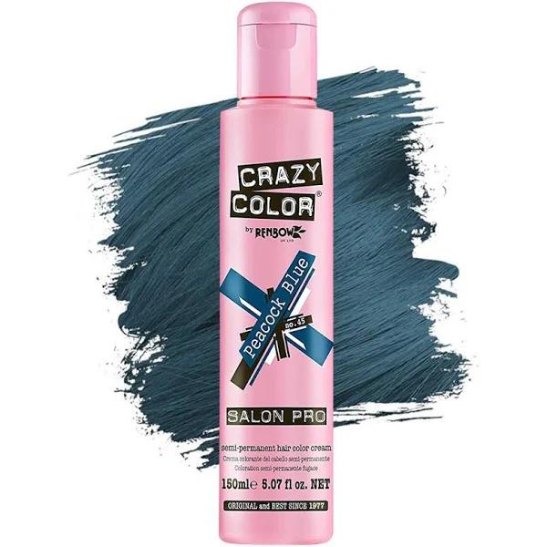 Crazy Color Semi Permanent Conditioning Hair Dye - Peacock Blue, 5.1 oz