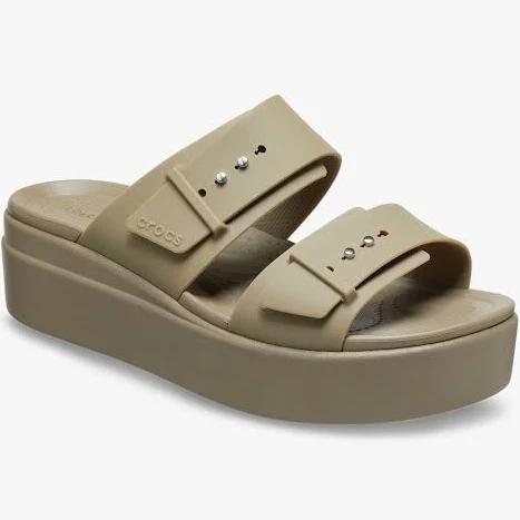 Crocs Brooklyn Buckle Low Wedge - Khaki W5