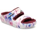 Crocs Classic Cozzzy Tie Dye Womens Garnet/Multi Sandals