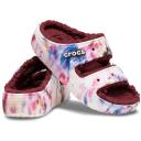 Crocs Classic Cozzzy Tie Dye Womens Garnet/Multi Sandals