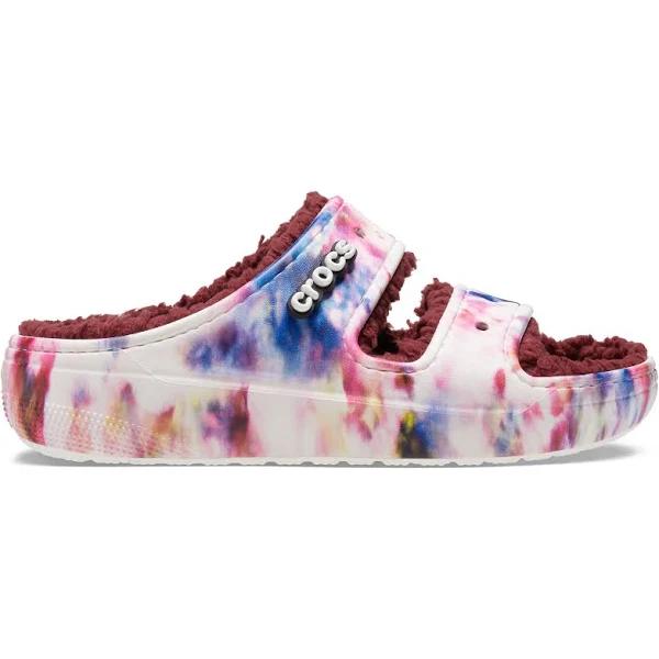 Crocs Classic Cozzzy Tie Dye Womens Garnet/Multi Sandals