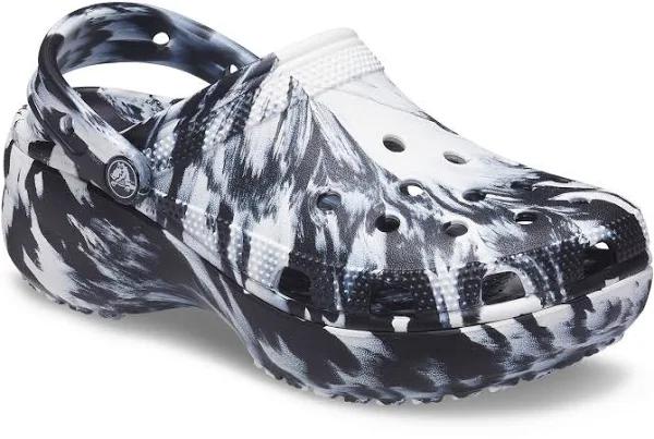 Crocs Classic Platform Marbled Clog Black White US Women's 6