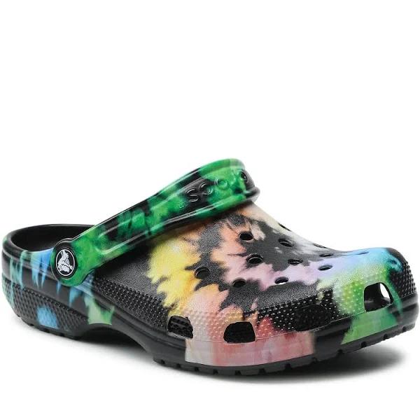 Crocs Classic Tie Dye Graphic Clog Black Multicolor - 38-39